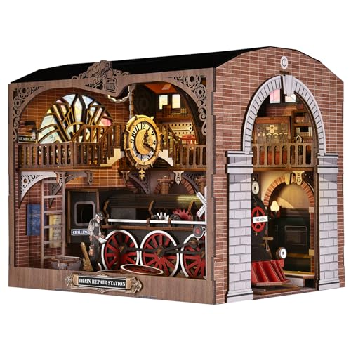 ETKVR CH06 Steam Locomotive Train Station Book Nook Model Kit