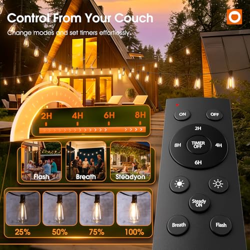 addlon 100FT G40 Outdoor String Lights con control remoto miniatura 2