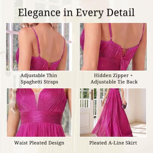 Image of Sexy Backless Maxi Formal Dress for Women with Sequin, Sleeveless Pleated Evening Gowns for Wedding and Cocktail