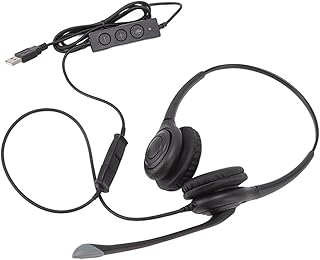 USB Computer Headset, Professional Intelligent Noise Reduction, Retractable Call Center Headset for PC Laptop, USB Headset with Superior Sound Quality for Customer Service and Communication