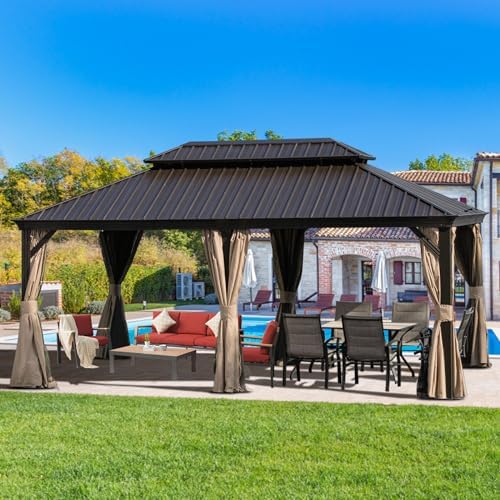 Domi 12'X18' Gazebo with Double Roof Steel, Heavy Duty Outdoor Patio Gazebo