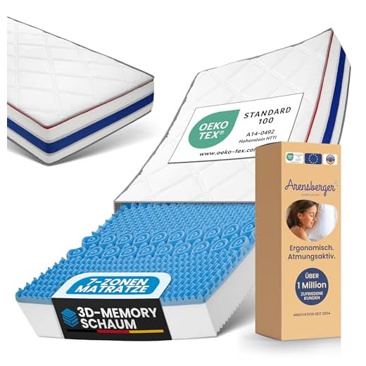 BEDSURE Spannbettlaken 140x200cm Boxspringbett Topper - Mikrofaser Bettlaken 140x200 cm blau für Matratze bis 30 cm hohe, weiches Spannbetttuch Leintuch 4 Arensberger ® Relaxx 7 Zonen Wellness Matratze mit 3D-Memory Foam, 90cm x 200cm, Höhe 25cm, Raumgewicht 50 kg/m³, DREI Schichten: Kaltschaum + Visco Smart Schaum + Gel Schaum