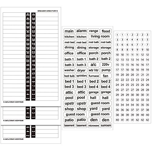 5 Pieces Circuit Breaker Box Labels Waterproof Fuse Box Sticker Circuit Breaker Directory Label Household Electric Panel Number Markers Adhesive Load Center Identification Sticker