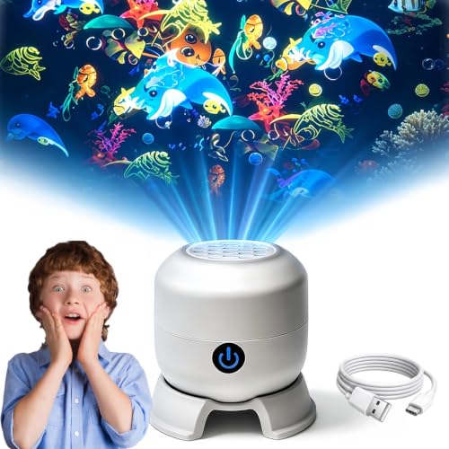 Setsok Dynamic 360 Rotating Ocean Wave Projector Night Light Multi-Angle Projection Base Plug & Play USB Dimmable Mood Light for Bedroom Meditation Adults Home Theater Relaxation (1)