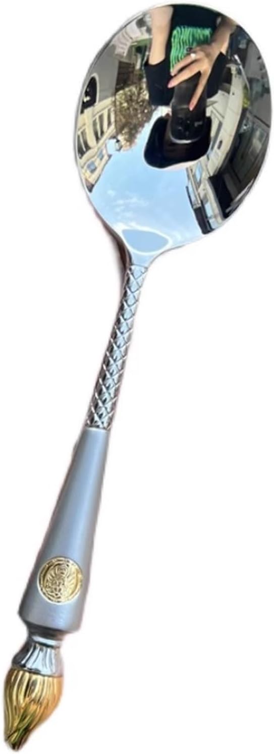 Scoop 304 Stainless Steel Spoon, Good-Looking Household Spoon, Good-Looking high-end Table Spoon with Long Handle Dining Spoon