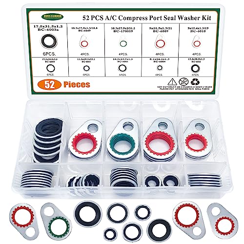 Image of A /C System Compressor Gasket Seals Air Conditioning Compressor Port Seal Washer Kit (52)