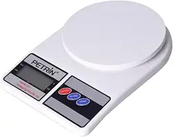 PETRIN Balança Digital de Cozinha, Alta Precisão 1g/10kg, LCD Display, Branca, com Função Tara, para Culinária, Nutrição e Confeitaria, 185x130x35mm