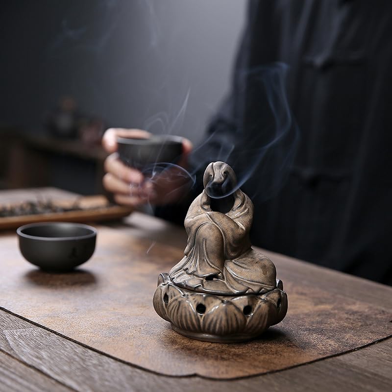 Portaincenso di Buddha Bruciatore di incenso Home Interior Aromaterapia Ornamenti retrò in Ceramica Bruciatore di incenso Arredamento termale