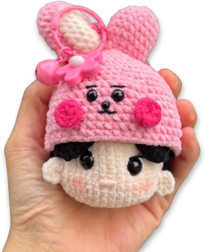 Cute crochet keychain for handbag and backpack inspired from pink bunny, Birthday Gifts, Concert Accessories, Kpop crochet keychain