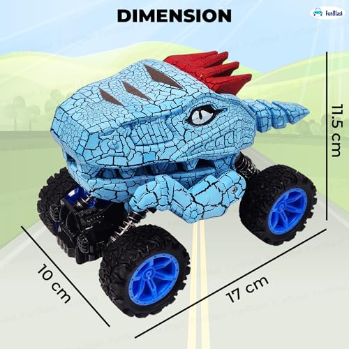Image of FunBlast Rock Crawler Toy for Kids - 4X4 Big Wheel Drive Push & Go Dinosaur Car Toy, Monster Truck Toys for Kids for 3+ Years Toddlers, Boys, Girls (Blue)