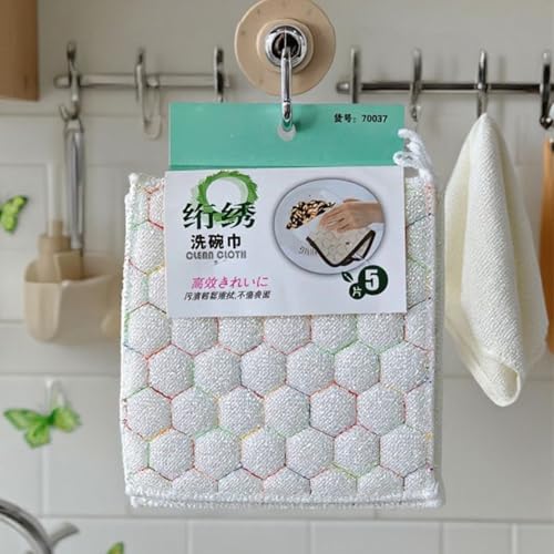 Generico Dish Rags, Double-Sided Washing Wire Dishcloth, Reusable Quick-Drying Cleaning Cloths, 5-Pack Kitchen Towels for Window, Camping, Bathroom, Lens, Bowl, Appliance 7.09x7.09 Inches - immagine 4