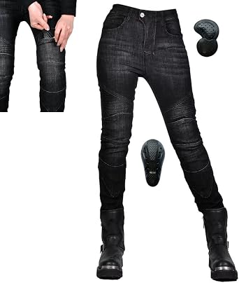 سروال حماية لركوب الدراجات النارية للسيدات مع وسادات درع CE Retro Street Motorbike Motocross Racing Jeans