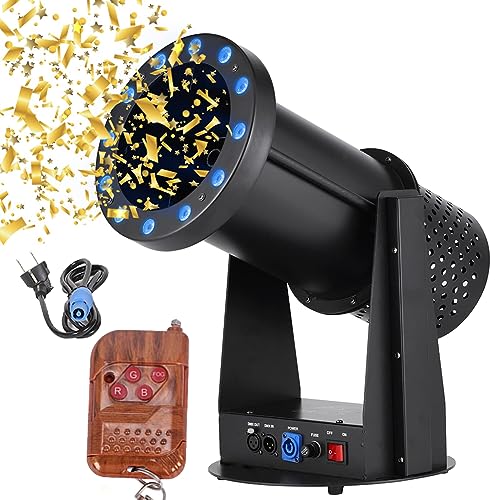 Máquina de confeti profesional Máquina de cañón lanzador de confeti RGB de 1500 W con DMX512 y control remoto, altura de chorro de 7 m, ángulo ajustable, para eventos especiales, fiestas, clubes