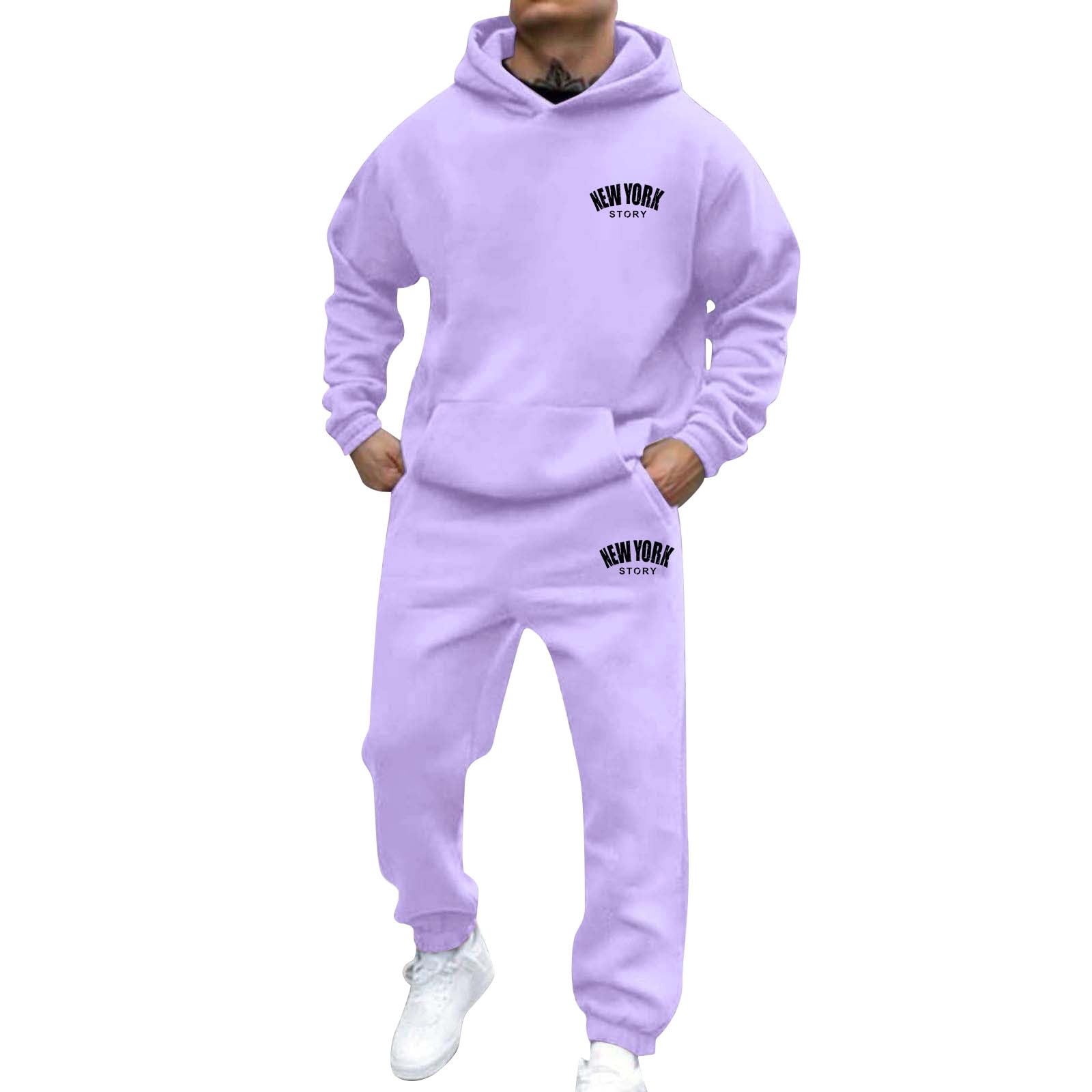 Tuta Uomo Completa Cotone Tute Sportive, Completa Invernale Felpa con Cappuccio E Pantaloni con Vita Elastica Training Fitness Moda Completo Running Uomo Completi Palestra Completa Running Tracksuit