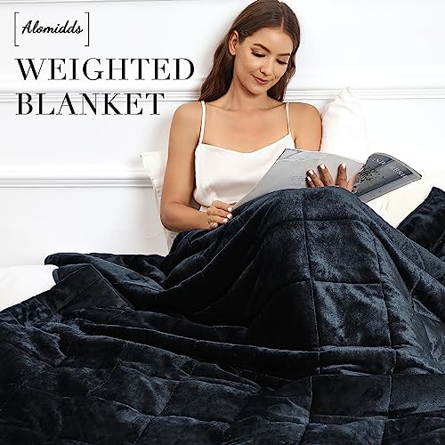 Image of Alomidds Weighted Blanket (Queen Size 20lbs 60x80 inches) with Soft Plush Fleece, Throw Blanket with Cozy Warm Sherpa,Ultra Fuzzy Heavy Blanket Microfiberfor for Sofa Bed, Dark Grey