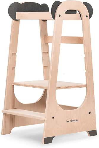Beeloom - Tour d'apprentissage Montessori en Bois, Panda Tower, Tabouret