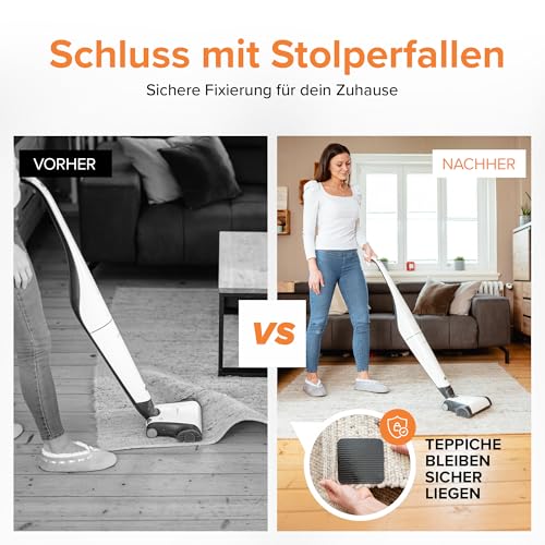 GripFix® Teppich Antirutschunterlage – STARKER Halt OHNE RÜCKSTÄNDE – MEHR Sicherheit IM Alltag – Waschbare & Wiederverwendbare Pads (4 Set, Schwarz)