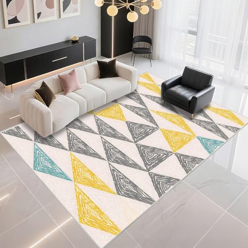 Tapis géométrique moderne résistant aux taches et lavable pour salon - 2