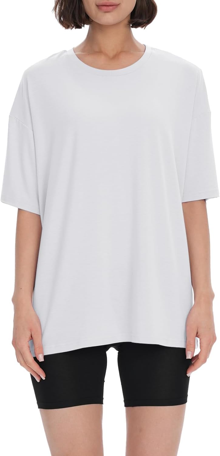 BAMBOO COOL Womens Oversized T Shirts Short Sleeve Tees Loose Fit Tops for Ladies Trendy Clothes