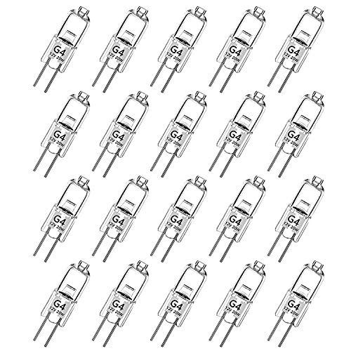 Haraqi 20 pezzi Lampadina alogena G4 12V 20W G4 2800K, luce bianca calda, dimmerabile, senza sfarfallio