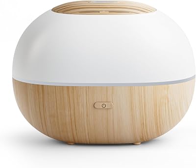 SoulOrigin Light Wood Grain Oval Aromatherapy Essential Oil Diffuser with 7-Color LED Lights and Automatic Shut-Off, Home ultrasonic, 100ml Samll Essential Oil Diffuser - Light Wood Grain