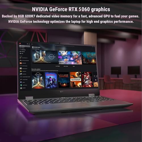 Image of Lenovo LOQ Gaming Laptop, 15.6 inch FHD (1920 x 1080), AMD Ryzen 7 250, NVIDIA GeForce RTX 5060, 64GB DDR5 RAM, 2TB PCIe M.2 SSD, Bundle with Laptop Cooler BDL, Wi-Fi 6, Windows 11 Pro, Grey