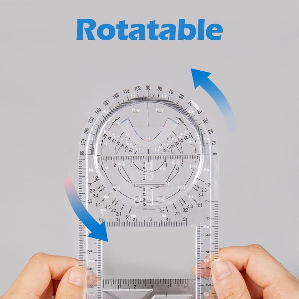 3 Pcs Multifunctional Geometric Ruler Set Mathematics Drawing Tool Geometric Drawing Template Measuring Draft Plastic Rulers for School Office Supplies : Arts, Crafts & Sewing