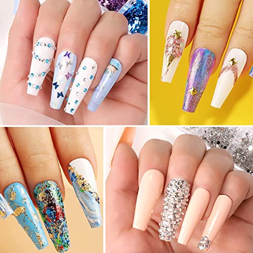 Nail Art Decoration Kit Includes Nail Rhinestones Nail Sequins Nail Crystals For Nail Art Supplies Accessories Diy Acrylic Nail Art #TOP5