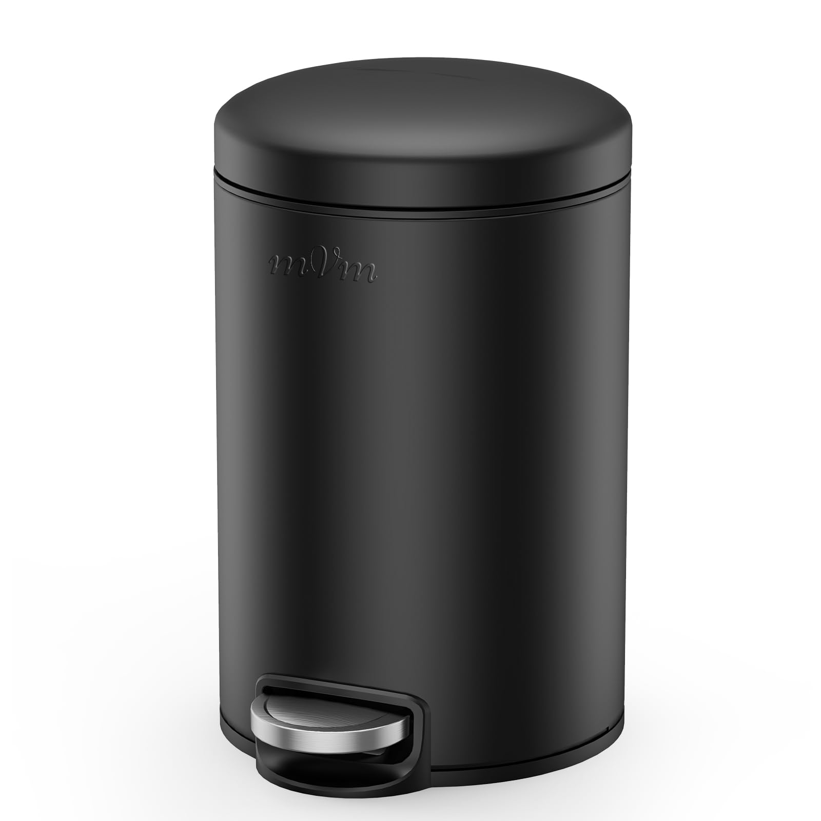mVm 12L Kitchen Bin, Stainless Steel Bin with Lid, Pedal Bin, Black