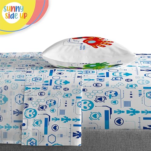 Image of Sunny Side Up Kids Comforter Set Includes Sheets and Pillow Covers - Soft and Cozy Bed Set for Stylish Room Decor, Blue - Iron Man and His Awesome Friends, 4 Piece Toddler Bed Frame Size Bedding