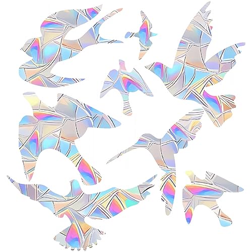 Jiklit Window decals for bird strikes?24 Pcs Bird Anti collision Rainbow window clings for bird window strike prevention,Rainbow window stickers to save Bird Strikes No glue required, Clear