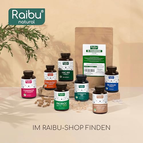 Quercetin Hochdosiert - 180 Kapseln - 500 mg Quercetin pro Kapsel - Vorrat für 6 Monate - Hochwertiger Rohstoff: Japanischer Schnurbaum - Ohne Zusätze & Vegan- Raibu