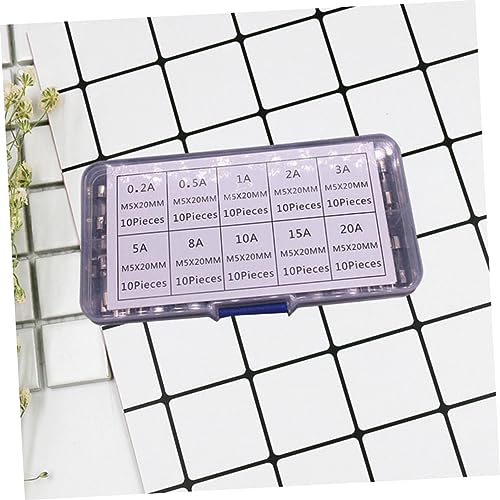 Gadpiparty 1 Conjunto De 100 Unidades kit de fusíveis de vidro kit profissional jogo de tubo de vidr