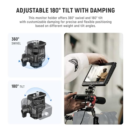 Image of NEEWER Field Monitor Mount Holder with Cold Shoe 360 Swivel 180 Tilt Anti Twist Screw Compatible with Atomos Ninja 5 inch & 7 inch Camera Monitor, SmallRig Camera Cage, MA019