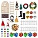 36 Pcs Doll House Christmas Decoration, Miniature Christmas Dollhouse Accessories Fake Light Door Mini Xmas Tree 1:12 Miniature Scene Model Pretend Toys DIY Festival Holiday Party Favors