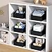 DIMJ Trapezoid Storage Bins for closet shelves, Closet Organzier Bins with Handle, Foldable Closet Storage Bins Basket, Closet Organizers and Storage for Toys, Books, 6 Packs, Black