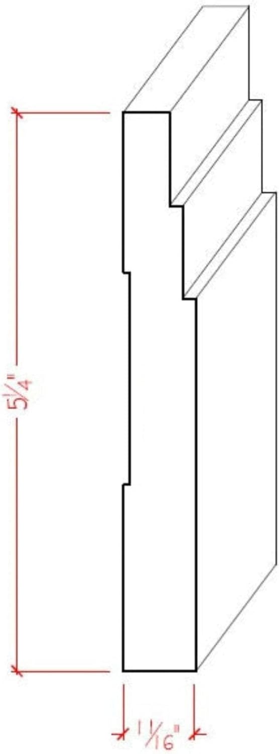EWBB29 Contemporary Stepped 5-1/4" Tall x 11/16" Baseboard Unfinished, Poplar, 94"