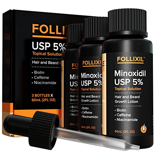 5% Minoxidil For Men And Women Lotion - 3 Months - Hair Growth Topical For Scalp And Beard With Biotin, Caffeine And Niacinamide - Hair Regrowth Treatment For Stronger, Thicker Longer Hair #TOP4
