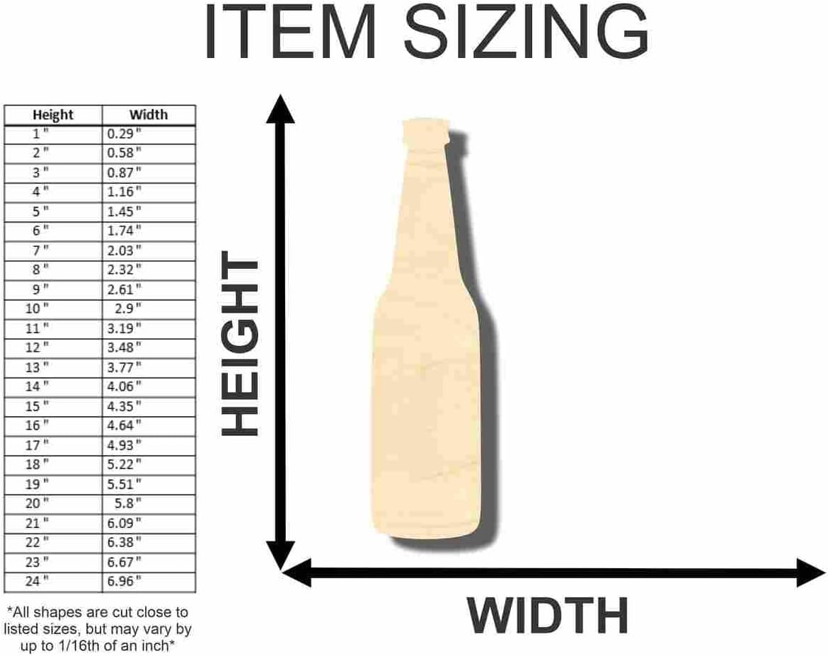 Unfinished Wood Beer Soda Pop Bottle Shape Bar Decor Craft up to 46" DIY 24" / 1/4"