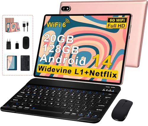 Tablettes 10 Pouces Tablette Android 14 avec 20Go RAM+128Go ROM(TF/1To), Octa-Core, 5G WiFi 6,...