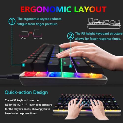 Gaming Keyboard and Mouse and Mouse Pad,Wired Rainbow Backlit Mechanical Keyboard,Superlight RGB Gaming Mouse,12000DPI Optical Sensor,6 Programmable Buttons Mice for PC Gamers(Black)