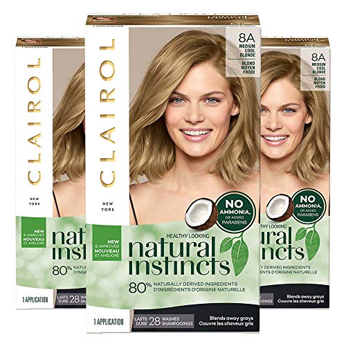 Clairol Natural Instincts Semi-Permanent, 8A Medium Cool Blonde, Linen, 3 Count