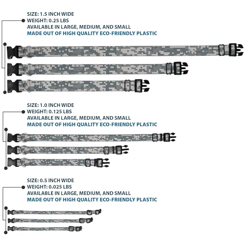 Collar de clip de plástico resistente Buckle-Down camuflaje digital gris ajustable 4