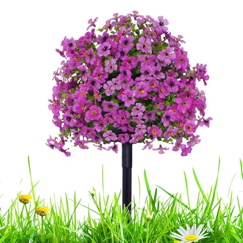 Kustimantu Künstliche Sträucher für den Außenbereich, wetterfeste künstliche Sträucher, wiederverwendbare Dekoration, bunte Sträucher für Garten und Sichtschutz