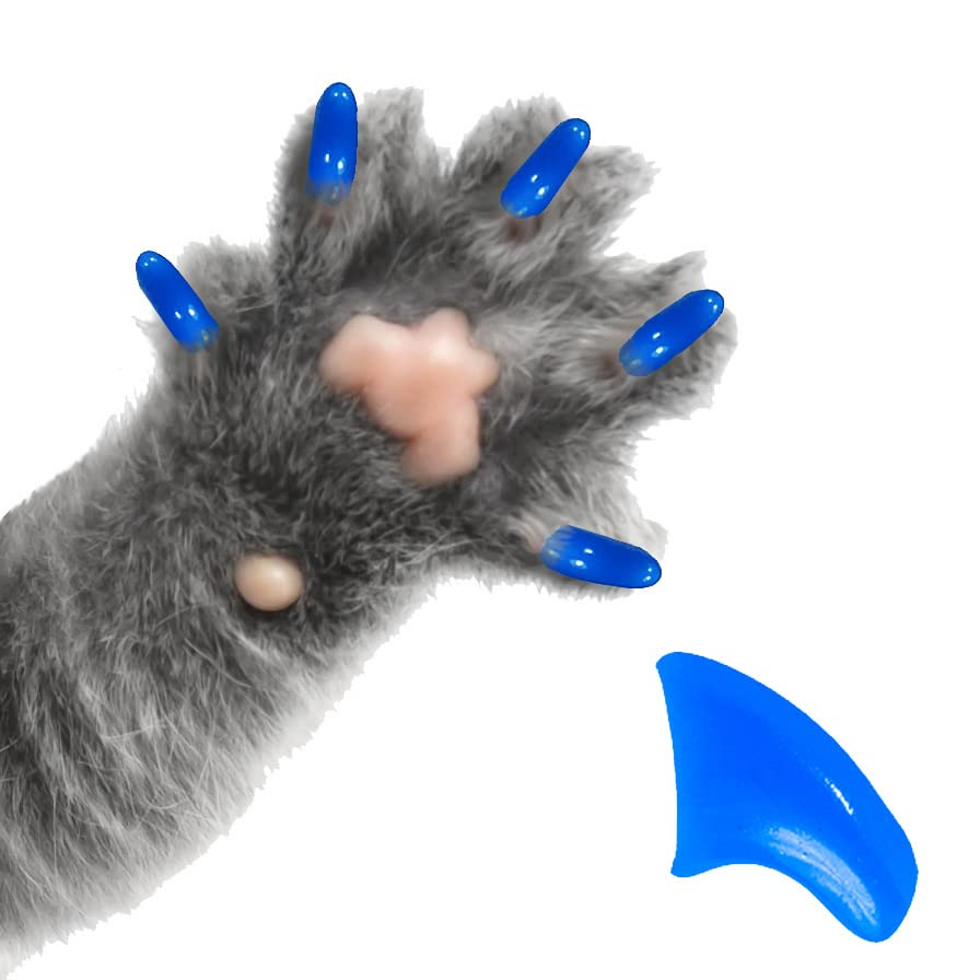 Pretty Claws 60 Piece Soft Nail Caps with Adhesive for Cat Claws - Summer Sky Blue Large