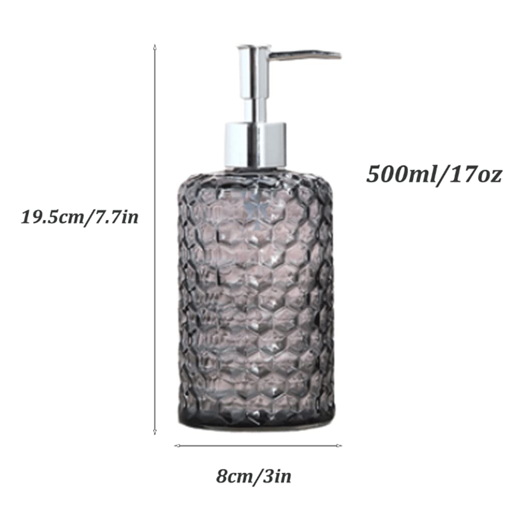 Dispenser di Sapone in Vetro da 17 once/500 ml, Dispenser di Sapone Liquido Ricaricabile ad Alta capacità per Le Mani, per Ripiani del Bagno della Cucina, flacone con po