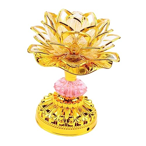 ARTIBETTER 1pc Colorful Lotus Lamp Dining Room Table Decor Bedside Lamp Worship Light Table Lamp Buddhist Lantern Buddhist Lamp Temple Led Decor Battery Color Changing Light Plastic