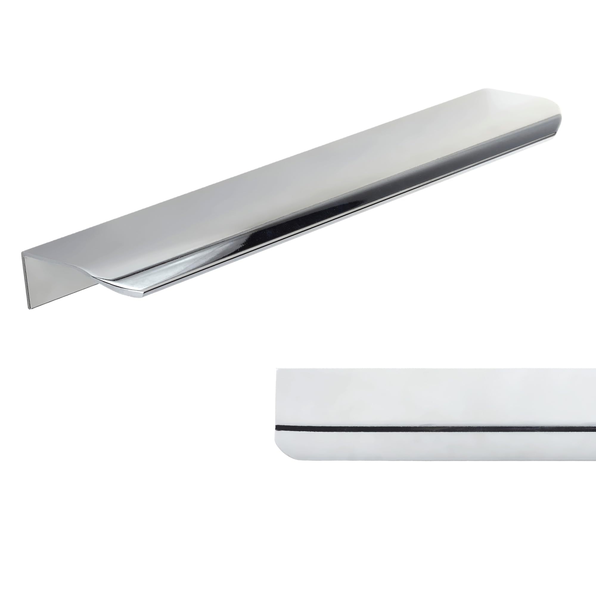 keypak 10 Pack Lip Pull Metal Handles 200mm Chrome - Contemporary Cabinet & Drawer Pull Handles for Kitchen Cabinets, Wardrobes, Cupboards, Furniture & DIY Renovations