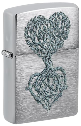 Image of Zippo Rooted in Love Design Brushed Chrome,Windproof Pocket Lighter, Refillable, (BIS Certified)