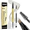 2 in 1 Long-Lasting Eyebrow Pencil and Brow Up-Grade Gel, Light Brown and Brown Shades (3#Dark Brown)